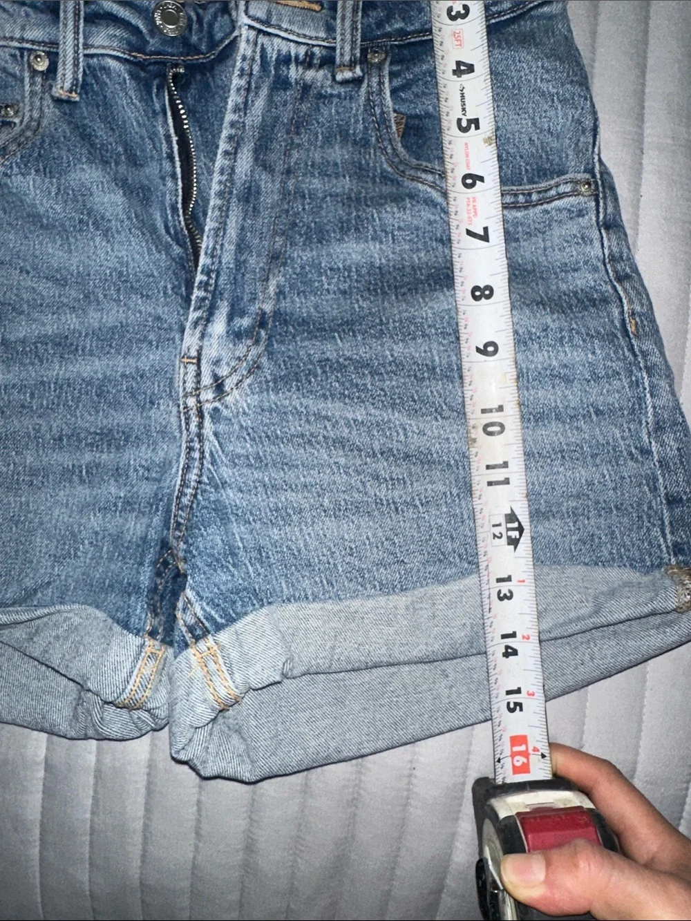 Zara Medium Blue Denim Rolled Cuff Women's Shorts